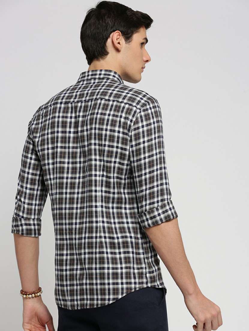navy blue cotton blend casual shirt - 20598774 - Standard Image - 2