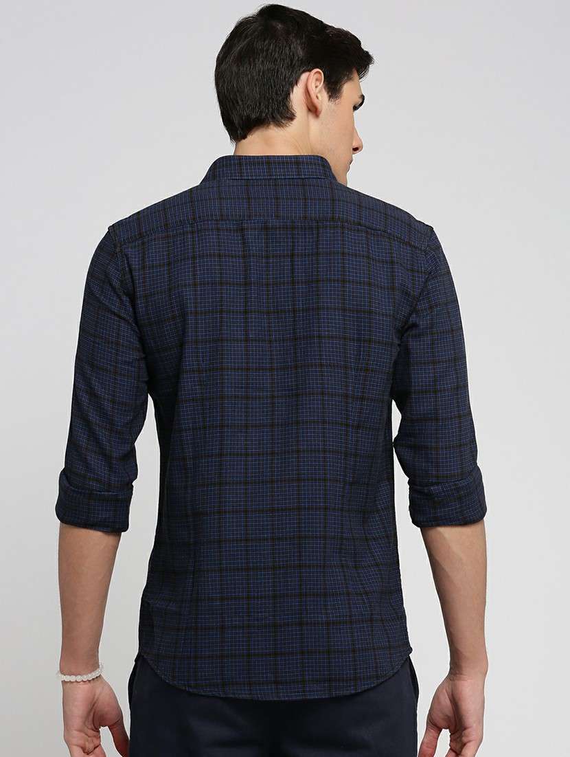 navy blue cotton blend casual shirt - 20598781 -  Standard Image - 2