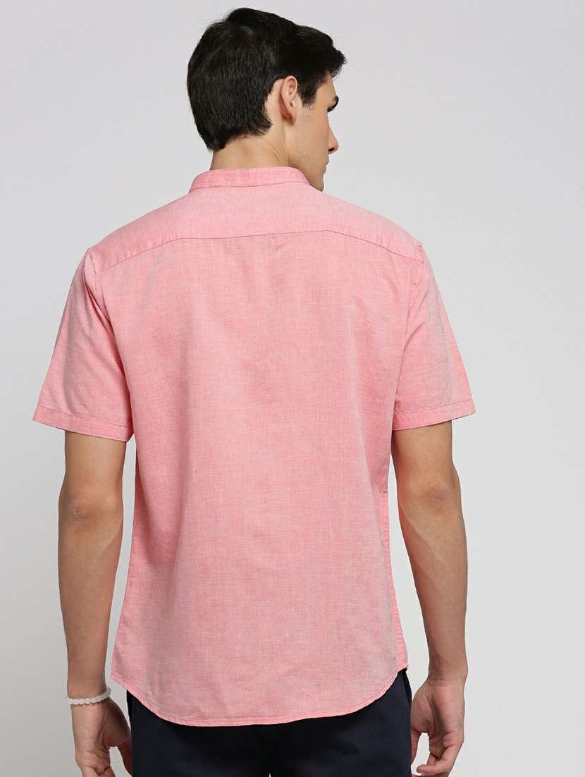 peach linen blend casual shirt - 20598784 - Standard Image - 2