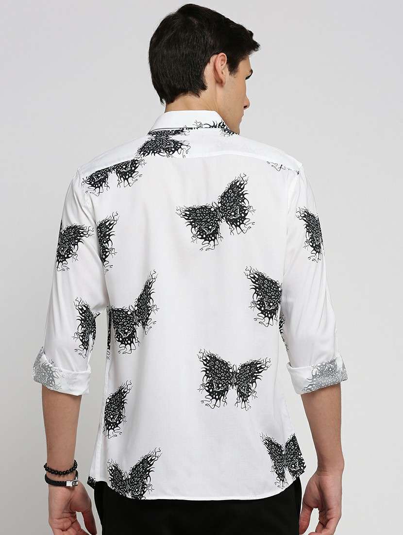 white cotton blend casual shirt - 20598792 -  Standard Image - 2