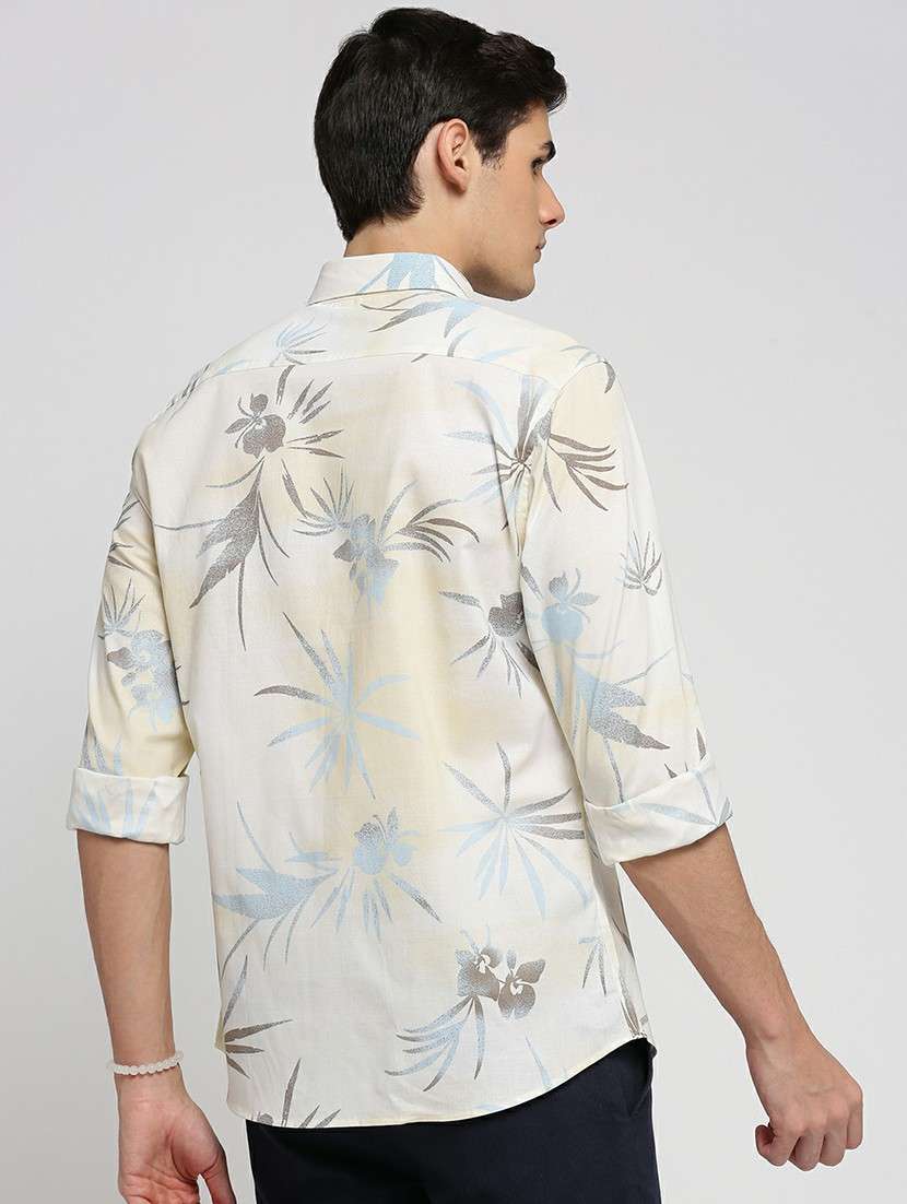 cream cotton blend casual shirt - 20598794 -  Standard Image - 2