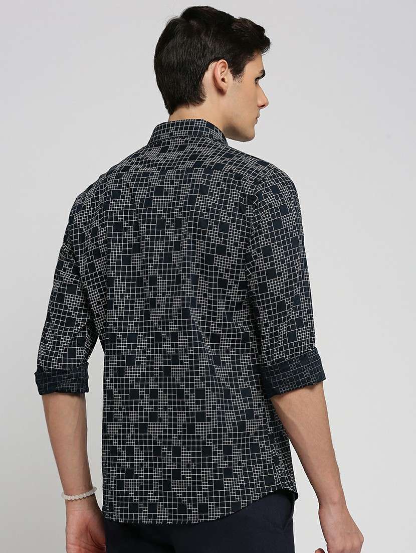 navy blue cotton blend casual shirt - 20598795 -  Standard Image - 2