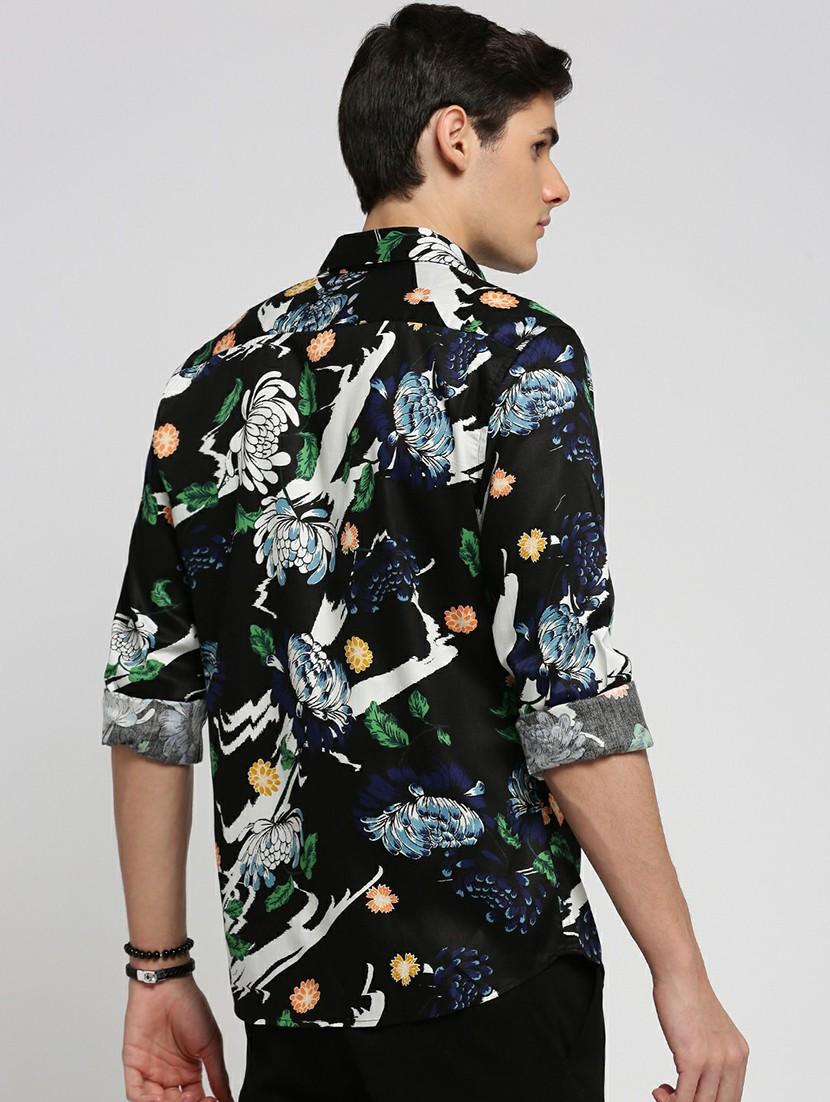 black cotton blend casual shirt - 20598796 - Standard Image - 2