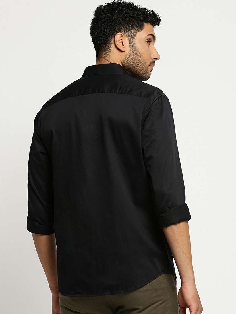 black cotton blend casual shirt - 20598798 - Standard Image - 2