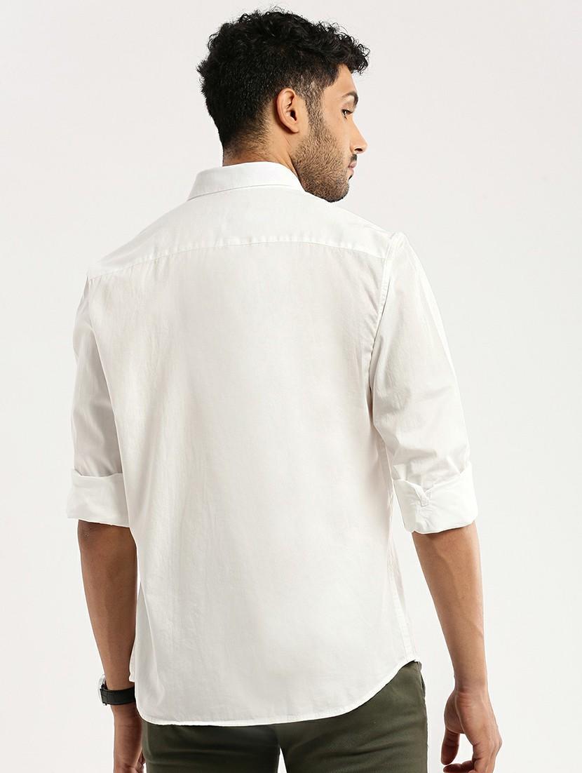 white cotton blend casual shirt - 20598800 - Standard Image - 2