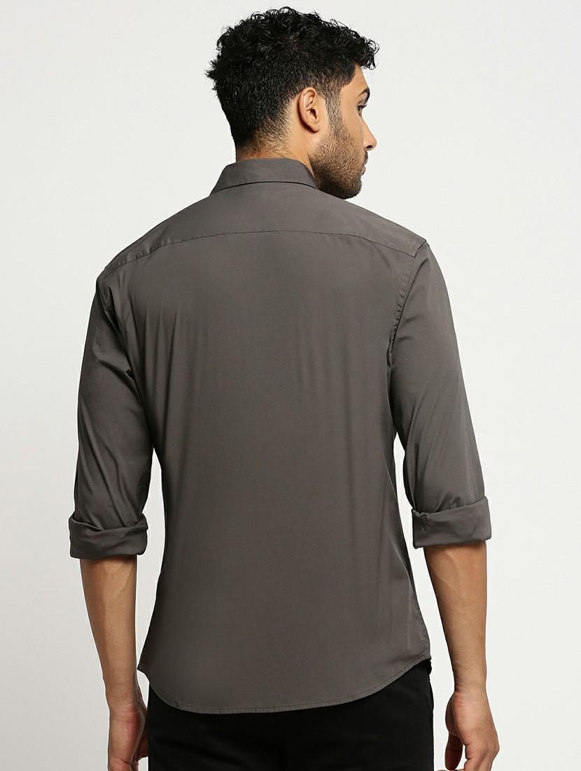 grey cotton blend casual shirt - 20598804 - Standard Image - 2