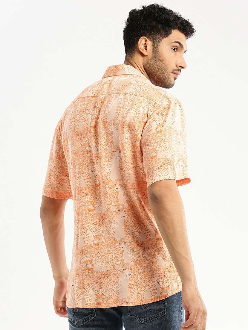 orange cotton blend casual shirt - 20598815 - Standard Image - 2
