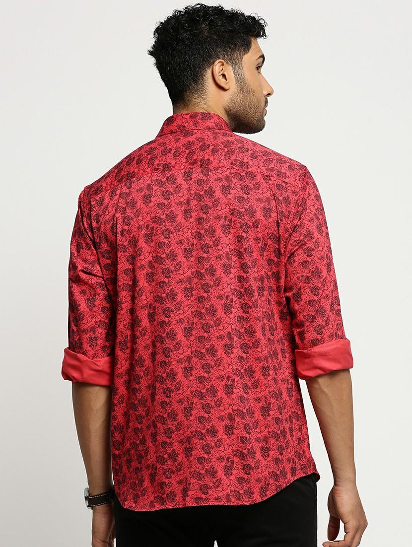 red cotton blend casual shirt - 20598823 - Standard Image - 2