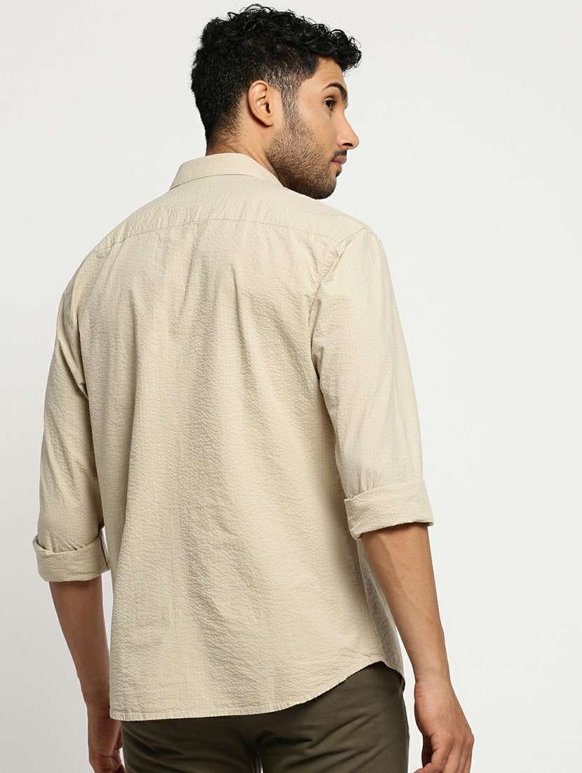 cream cotton blend casual shirt - 20598830 -  Standard Image - 2
