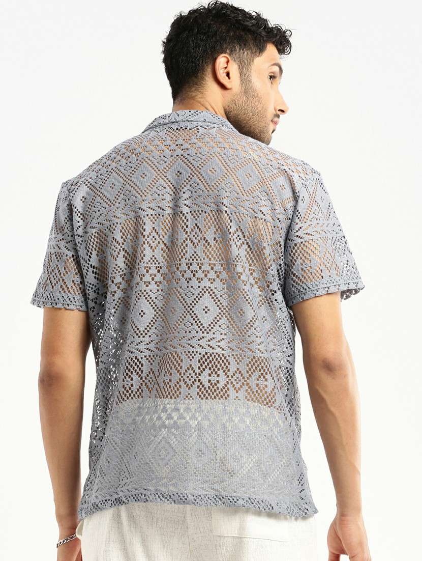 grey cotton blend casual shirt - 20598837 -  Standard Image - 2