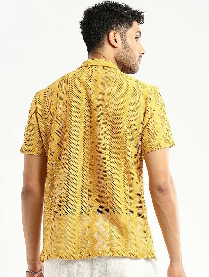 mustard cotton blend casual shirt - 20598841 -  Standard Image - 2