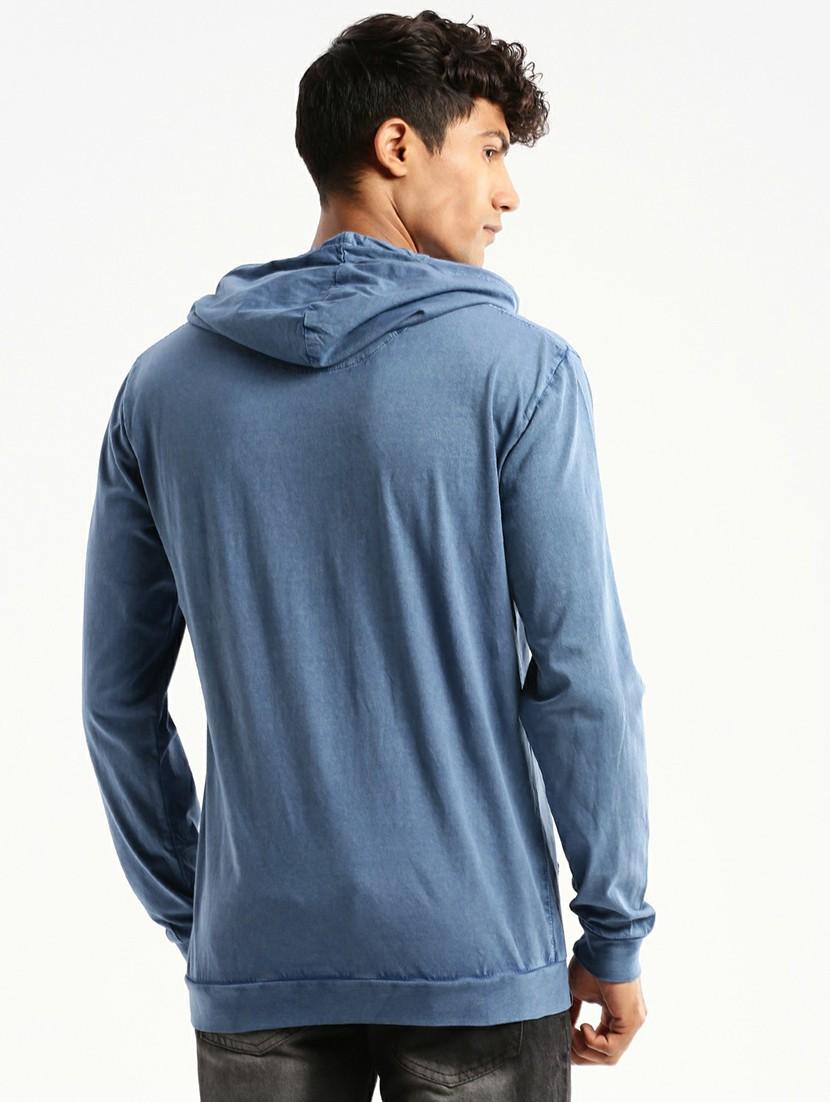blue cotton blend plain sweatshirt - 20598852 - Standard Image - 2