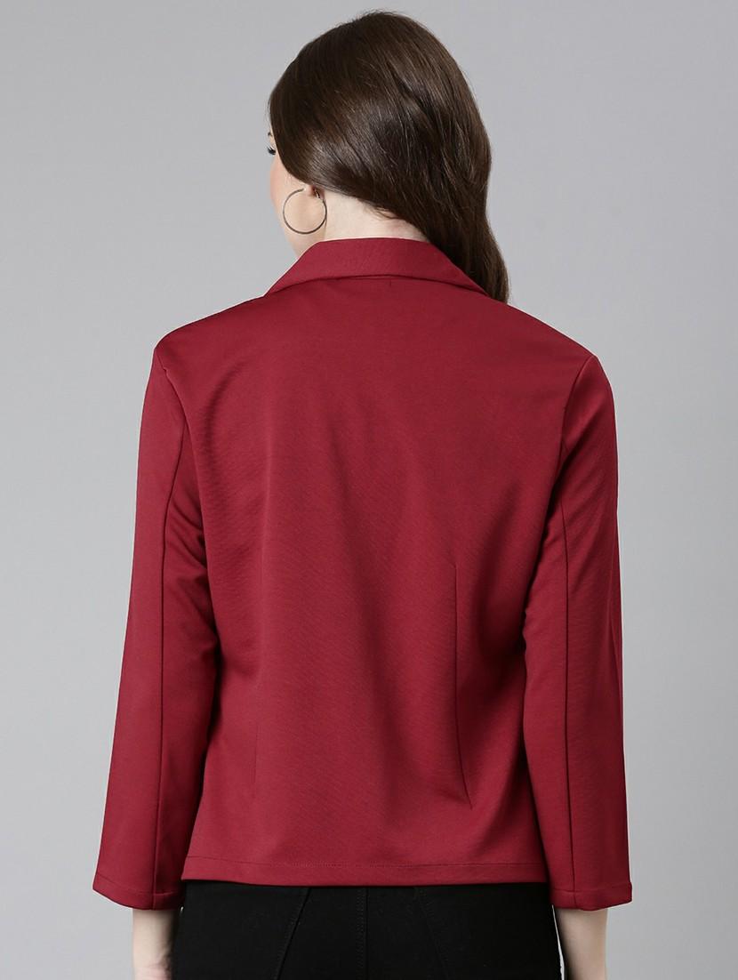 women solid single breasted blazer - 20598857 - Standard Image - 2