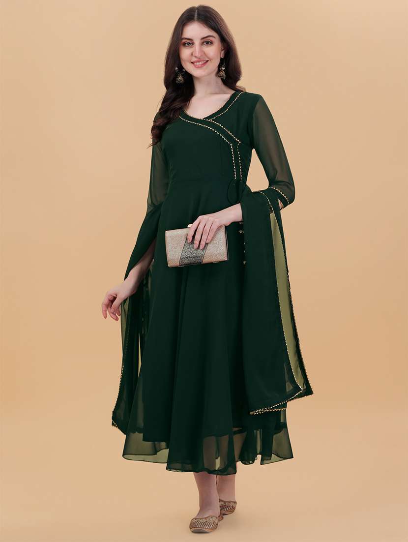 women solid kurta dupatta set