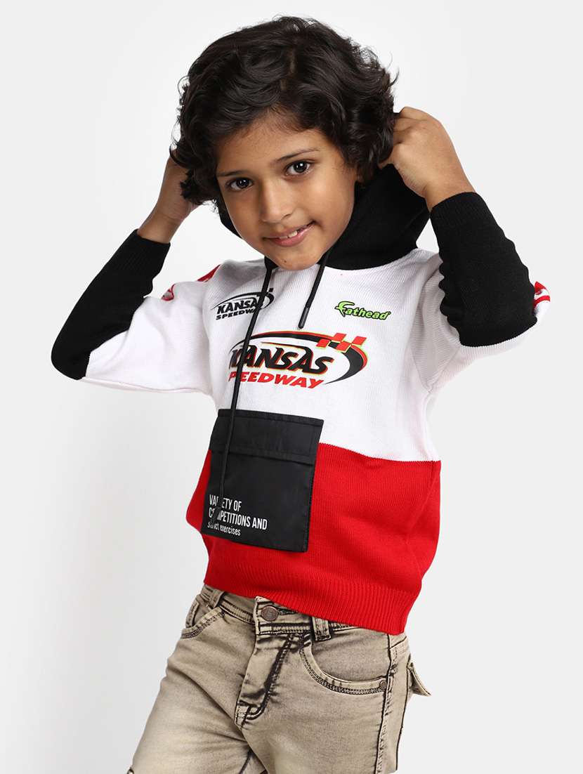 white printed detailed hooded sweatshirt - 20599101 -  Standard Image - 2