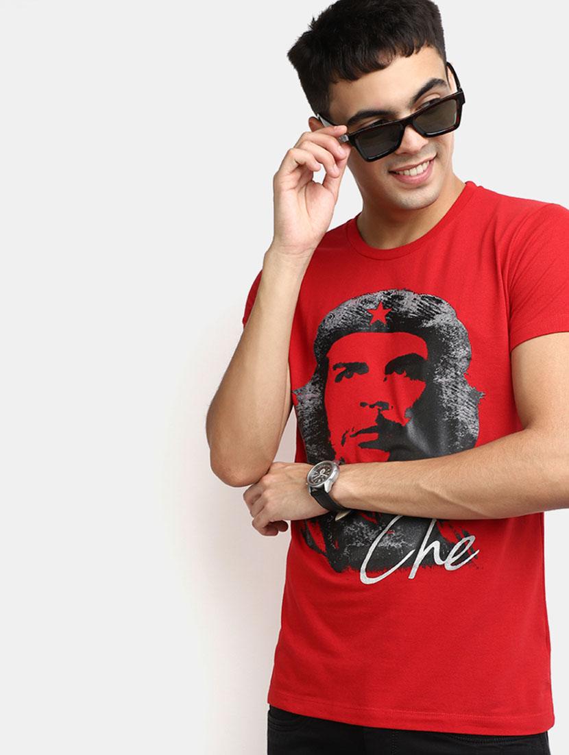 red front printed casual t-shirt - 20599870 - Standard Image - 2
