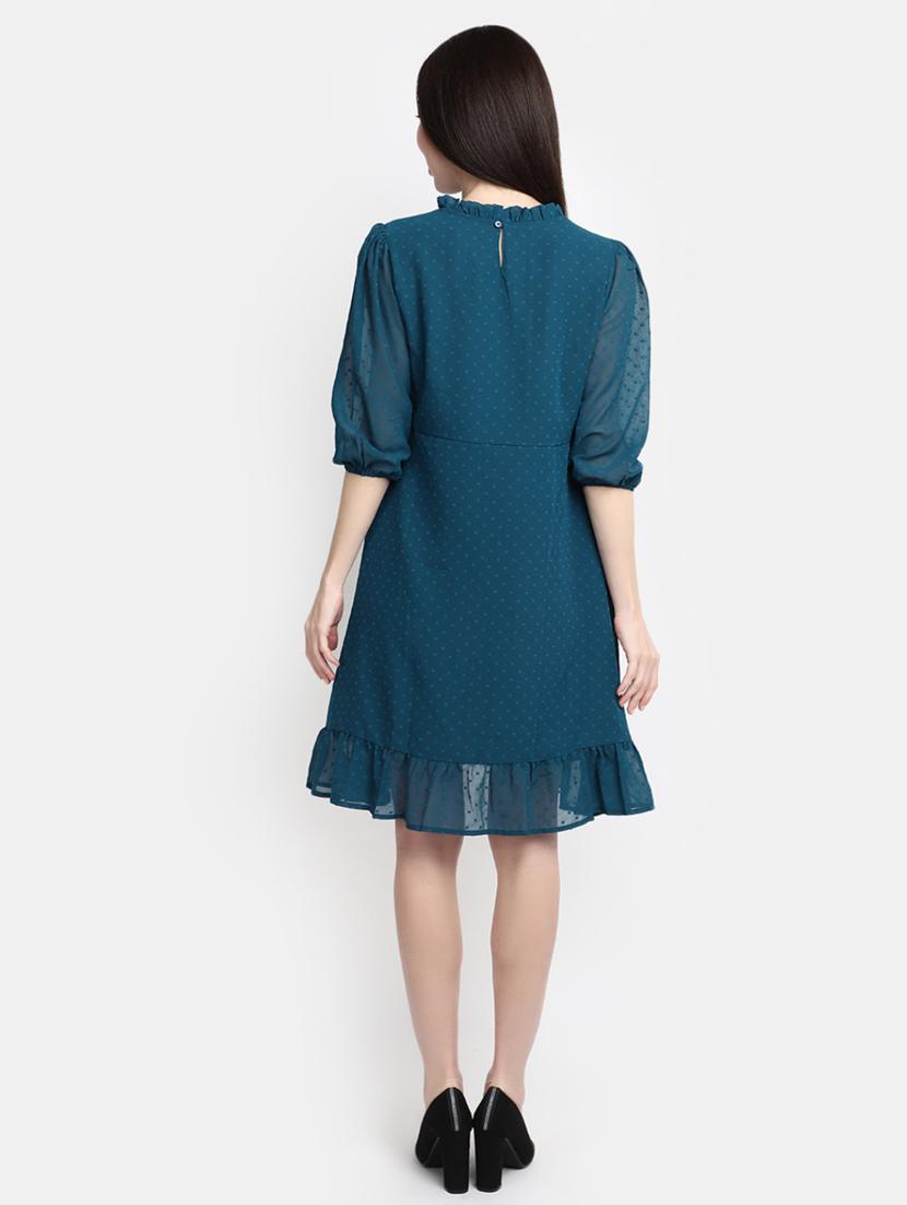 teal georgette a-line dress - 20600125 - Standard Image - 2