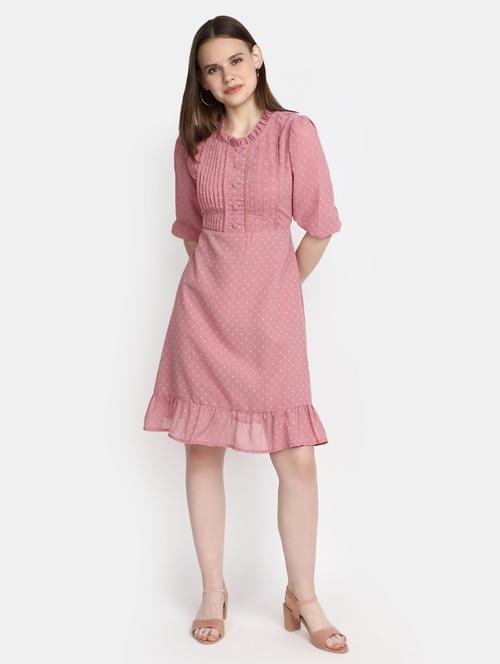 mauve georgette a-line dress - 20600128 - Standard Image - 0