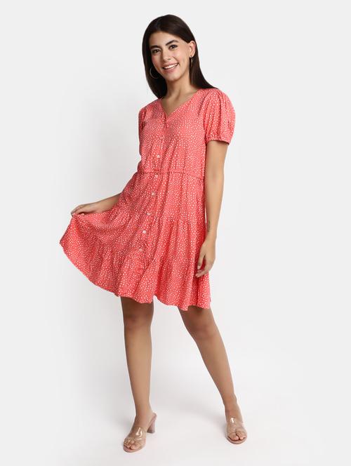 pink cotton flared tiered dress - 20600129 -  Standard Image - 0