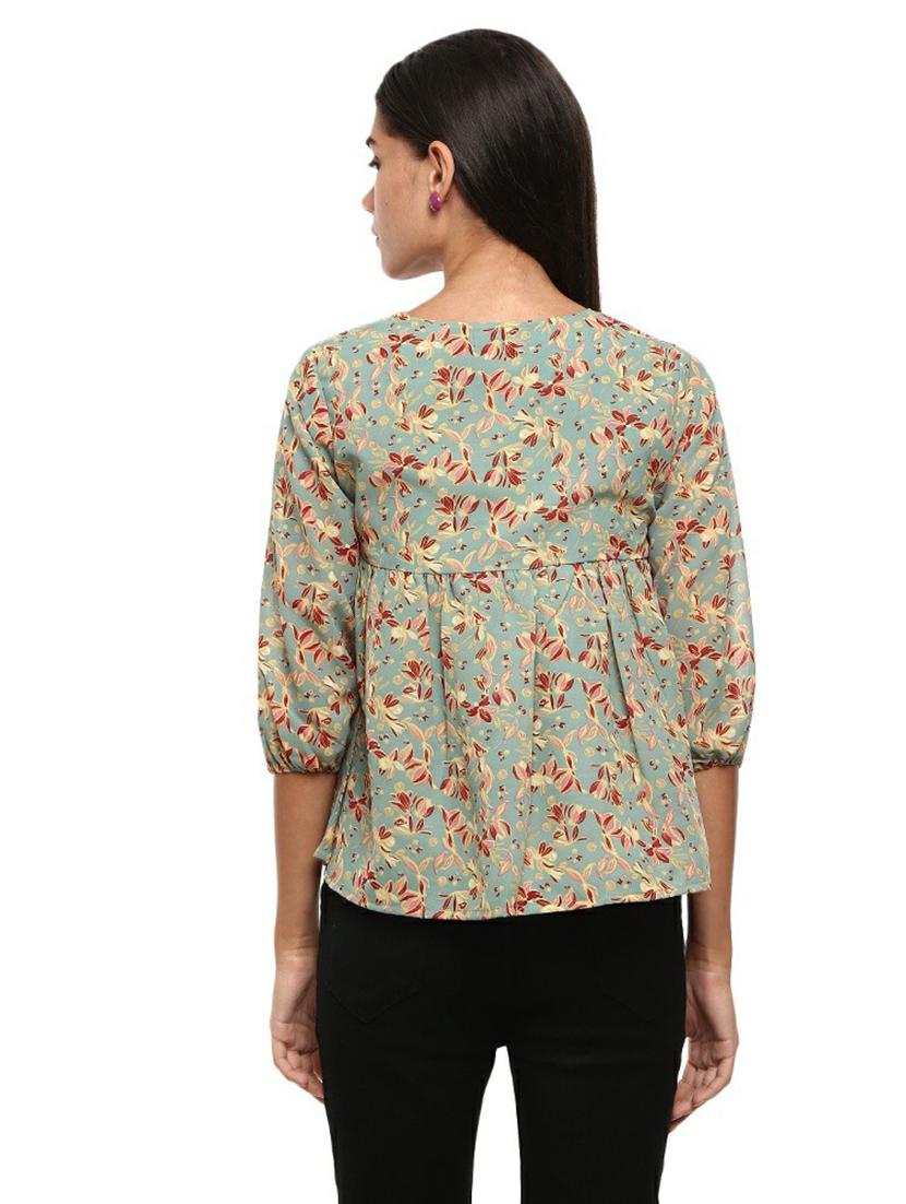 sea green georgette top - 20600139 - Standard Image - 2