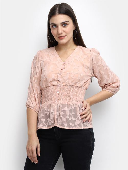 beige cotton a line top - 20600155 - Standard Image - 0