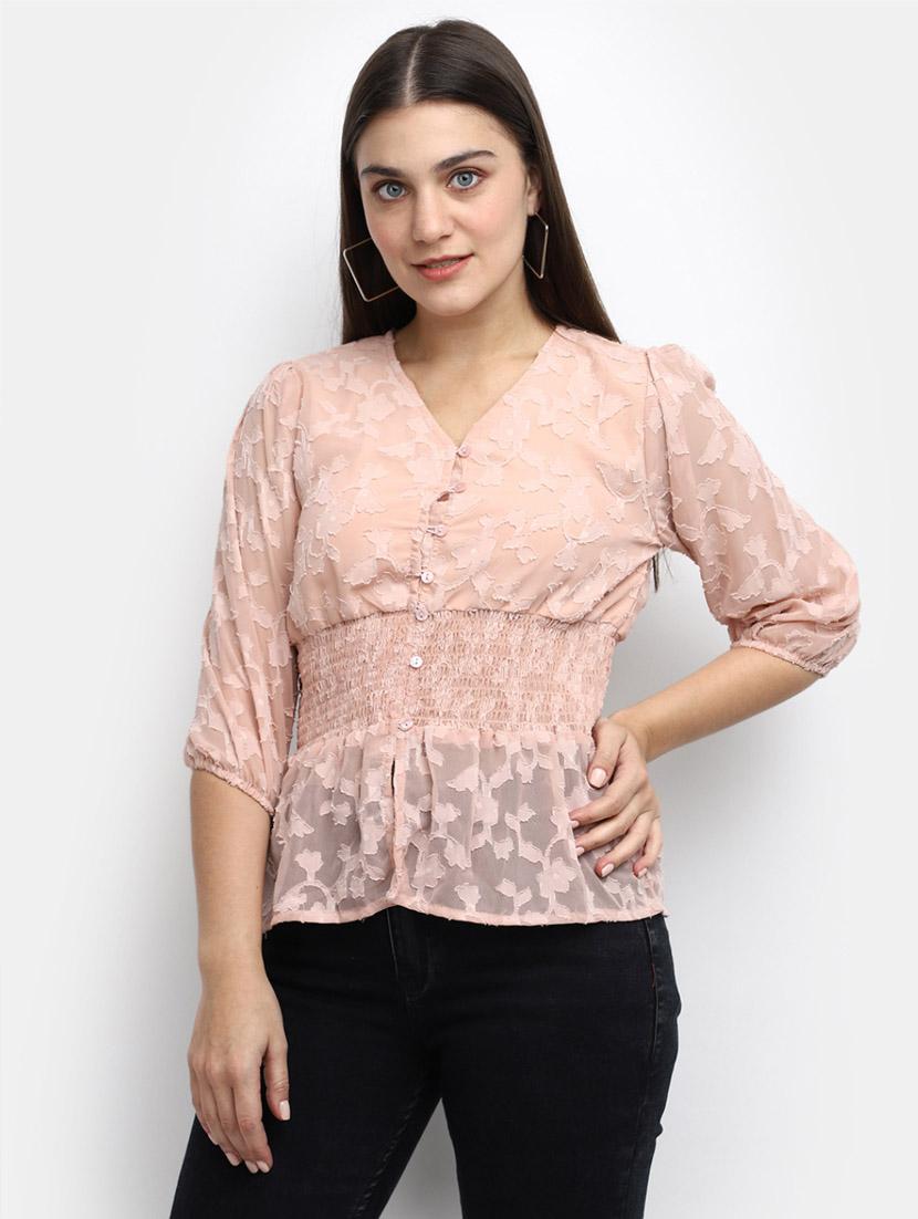 beige cotton a line top - 20600155 - Zoom Image - 0