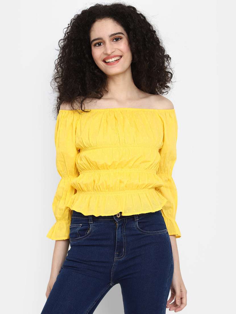 yellow cotton straight top