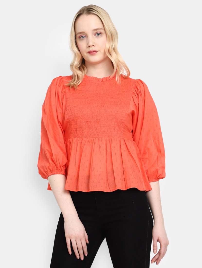 orange cotton a line top