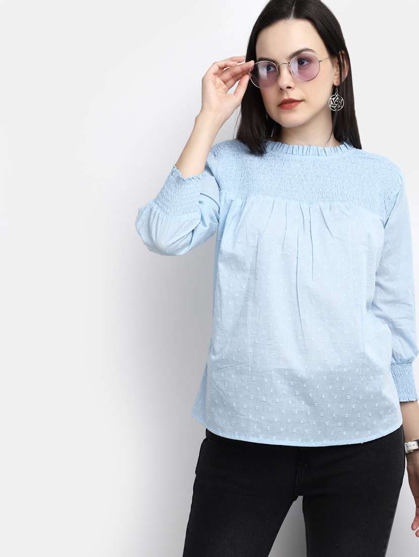 blue cotton a line top - 20600194 -  Standard Image - 2