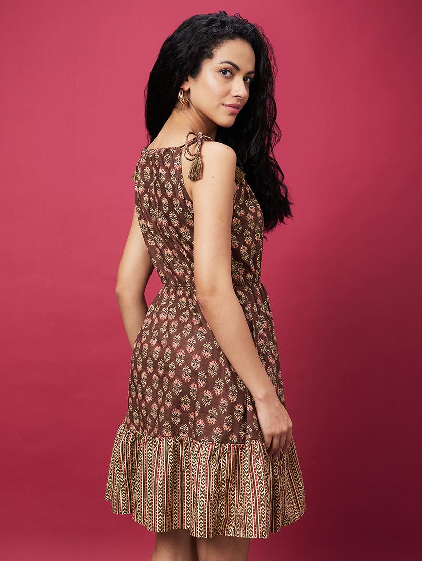 women printed halter neck tiered ethnic dress - 20600224 - Standard Image - 2