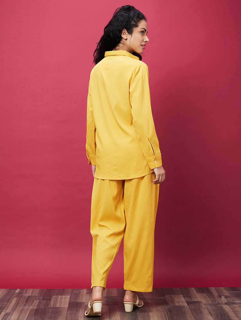 yellow solid top and palazzos co-ord set - 20600238 -  Standard Image - 2