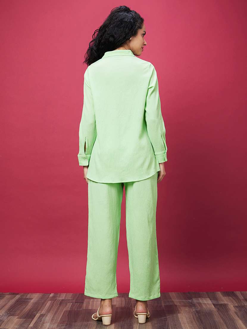 women green polyester shirt and palazzos co-ord set - 20600239 -  Standard Image - 2