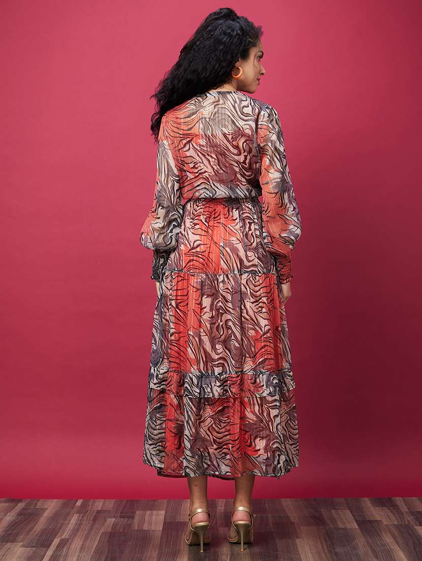 women orange abstract printed maxi dress - 20600242 - Standard Image - 2