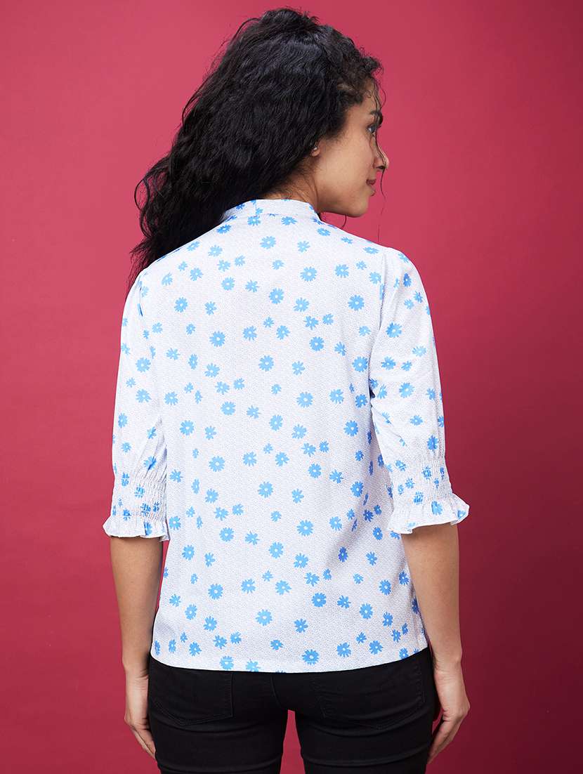 white floral printed regular top - 20600255 -  Standard Image - 2