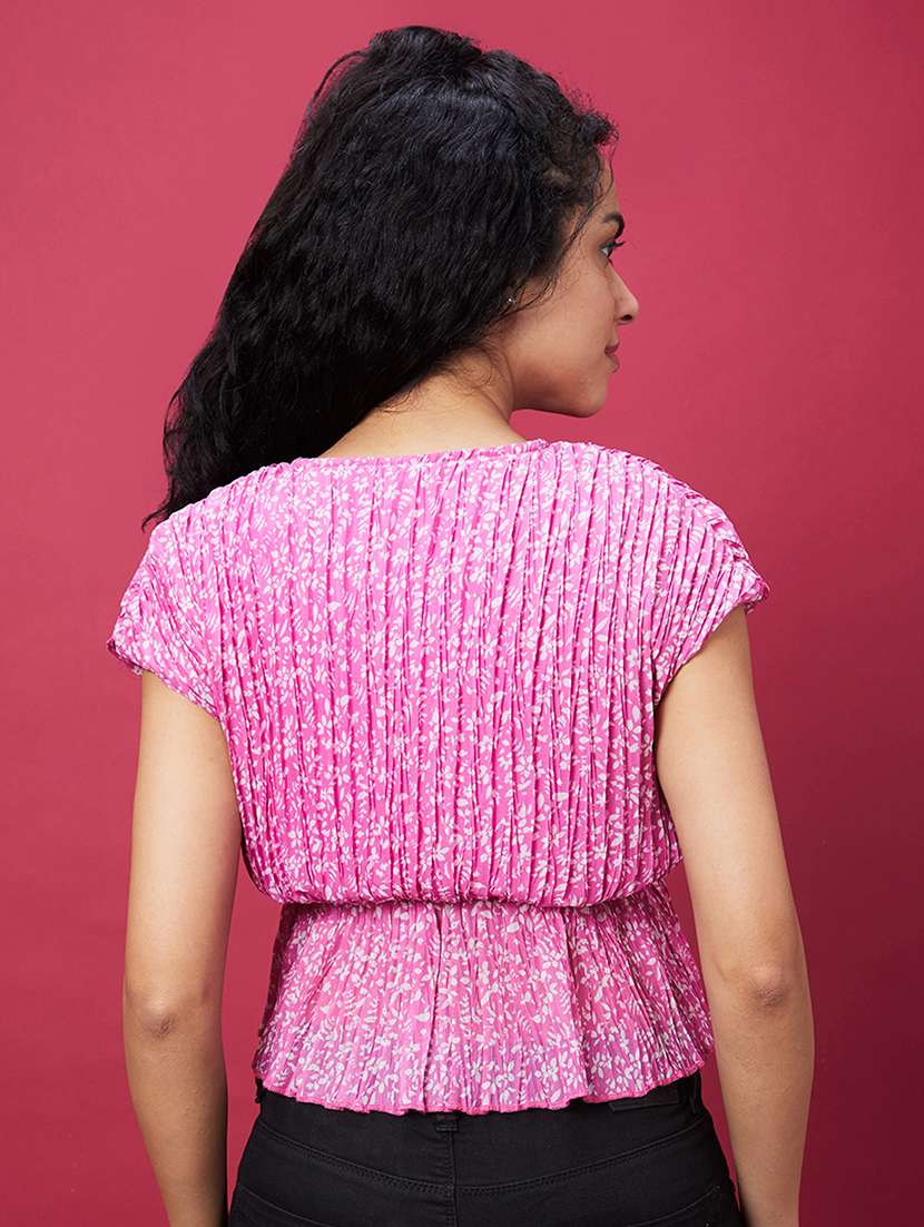 mauve floral printed peplum top - 20600258 -  Standard Image - 2