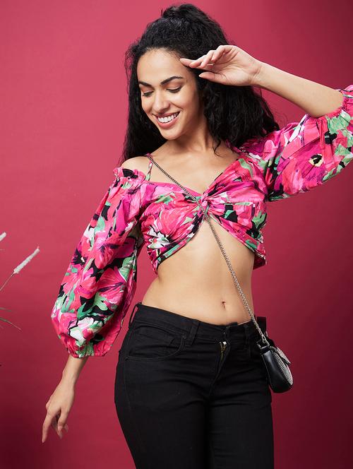 pink printed crop top - 20600266 - Standard Image - 0