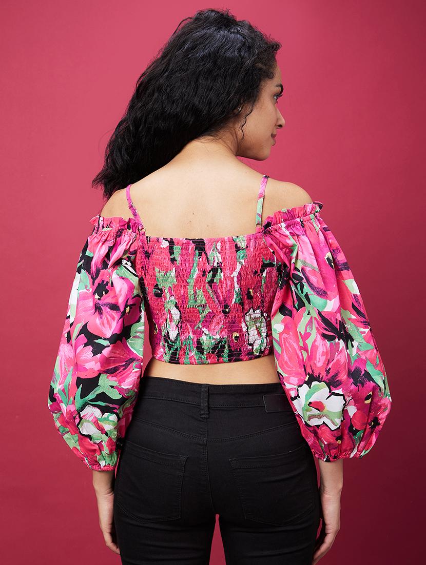 pink printed crop top - 20600266 - Standard Image - 2