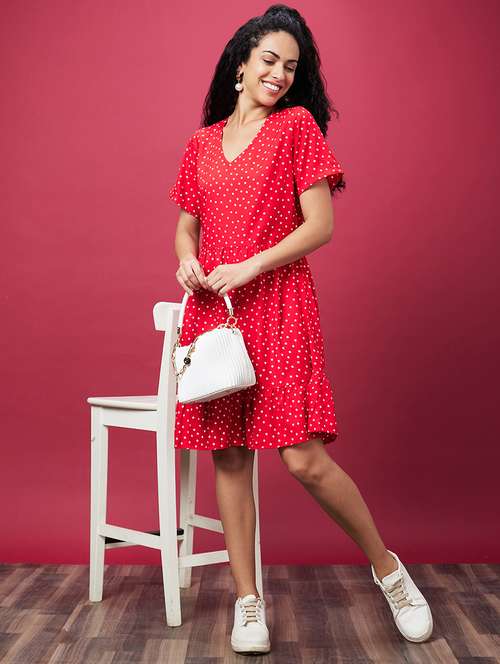 women red polka dot  a-line dress - 20600290 -  Standard Image - 0