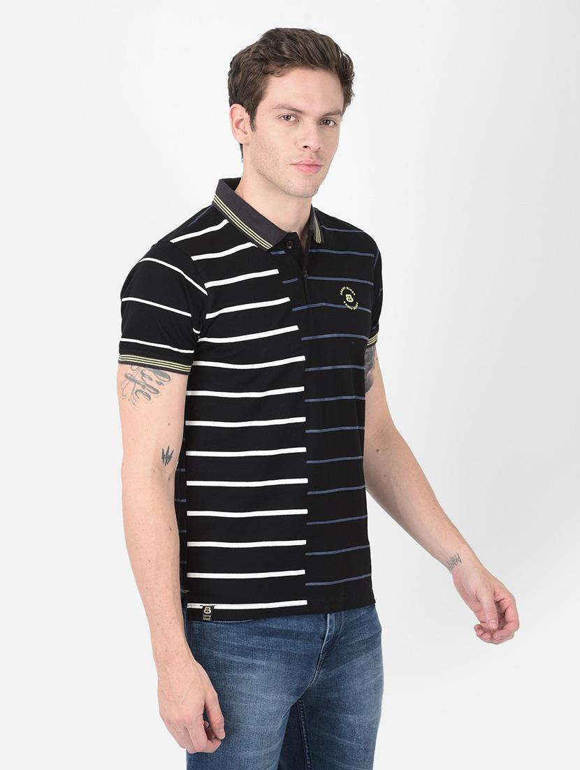 men black stripes polo neck t-shirt - 20601422 - Standard Image - 2