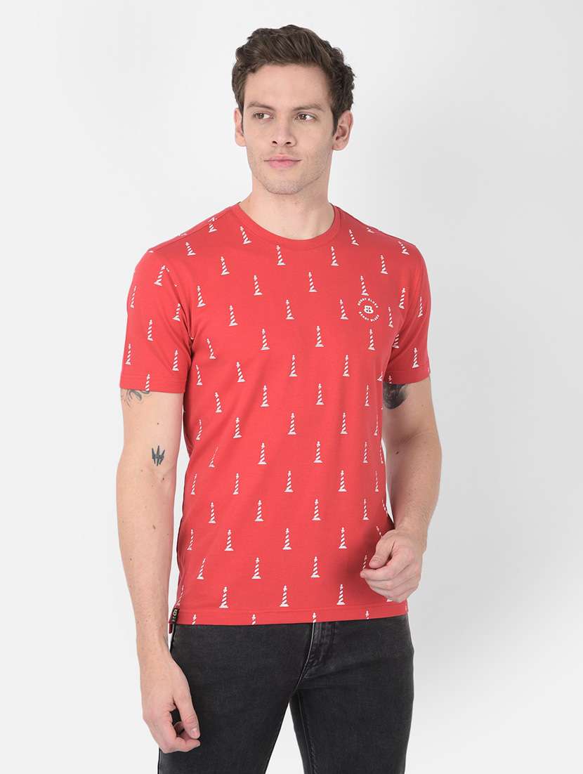 red printed short sleeve t-shirt - 20601439 - Zoom Image - 0