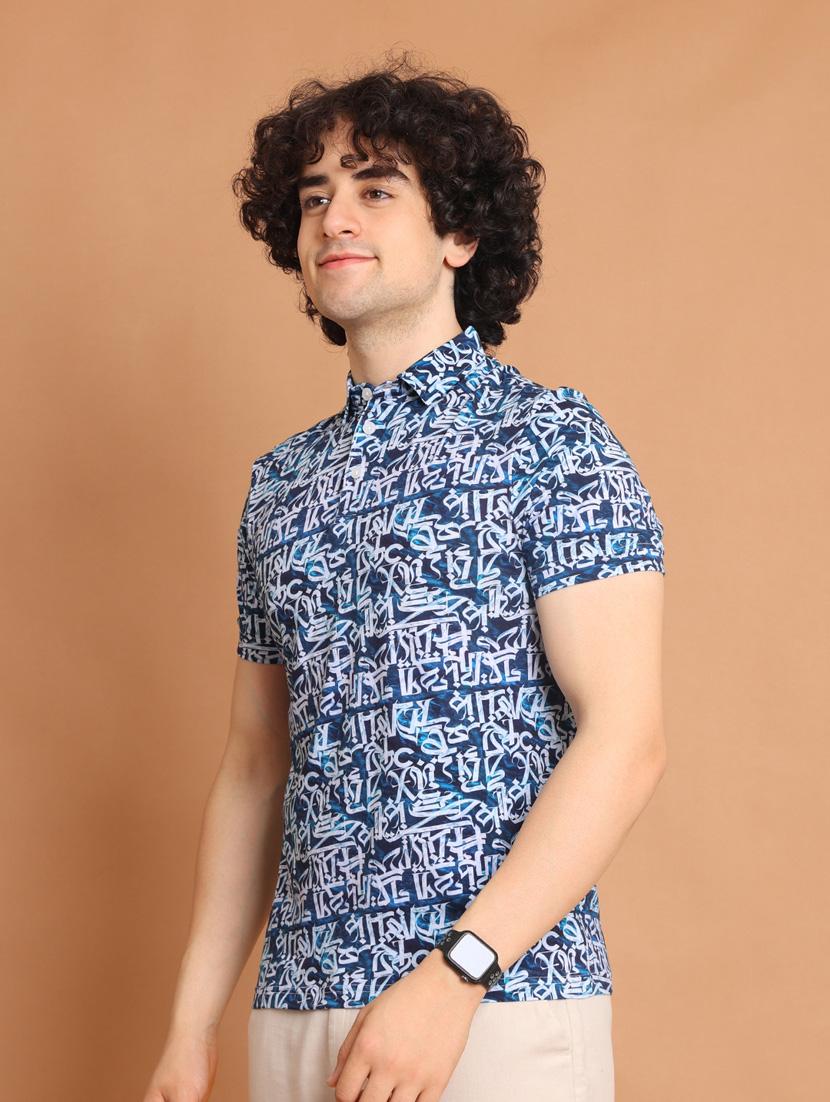men printed short sleeve polo t-shirt - 20601450 - Standard Image - 2