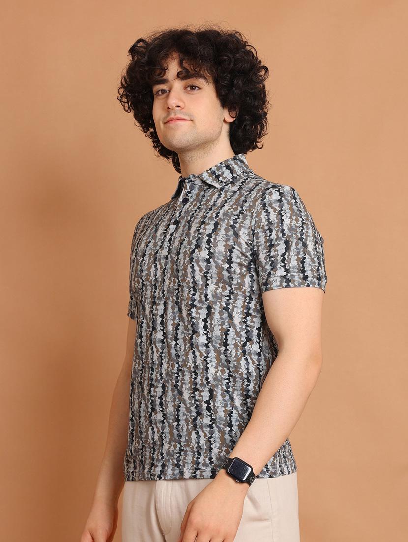 multi colored printed short sleeve polo t-shirt - 20601452 - Standard Image - 2