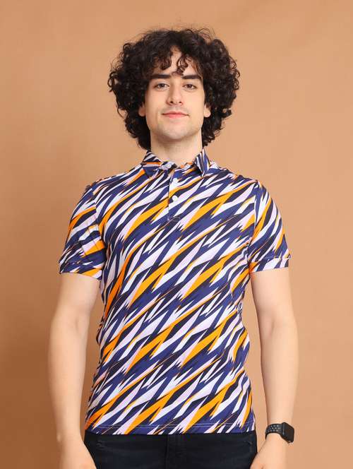 multi colored printed short sleeve polo t-shirt - 20601453 - Standard Image - 0