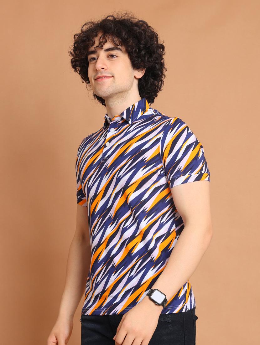 multi colored printed short sleeve polo t-shirt - 20601453 - Standard Image - 2