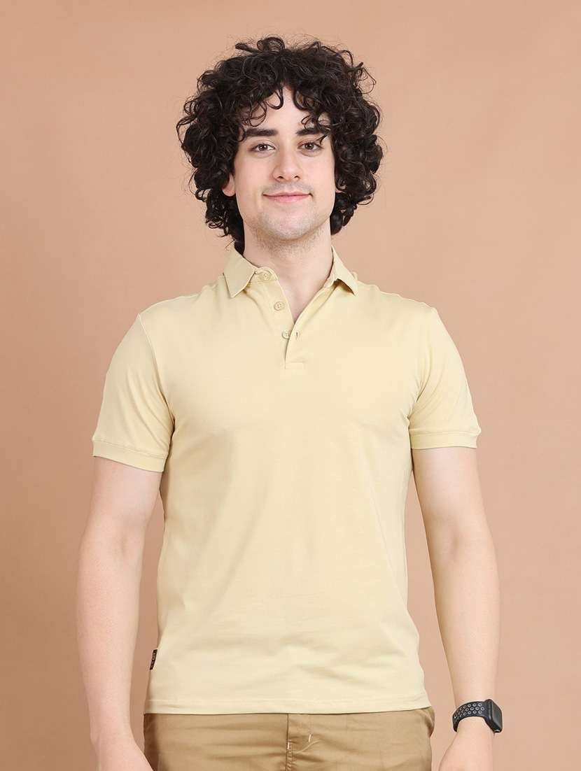 beige plain short sleeve t-shirt