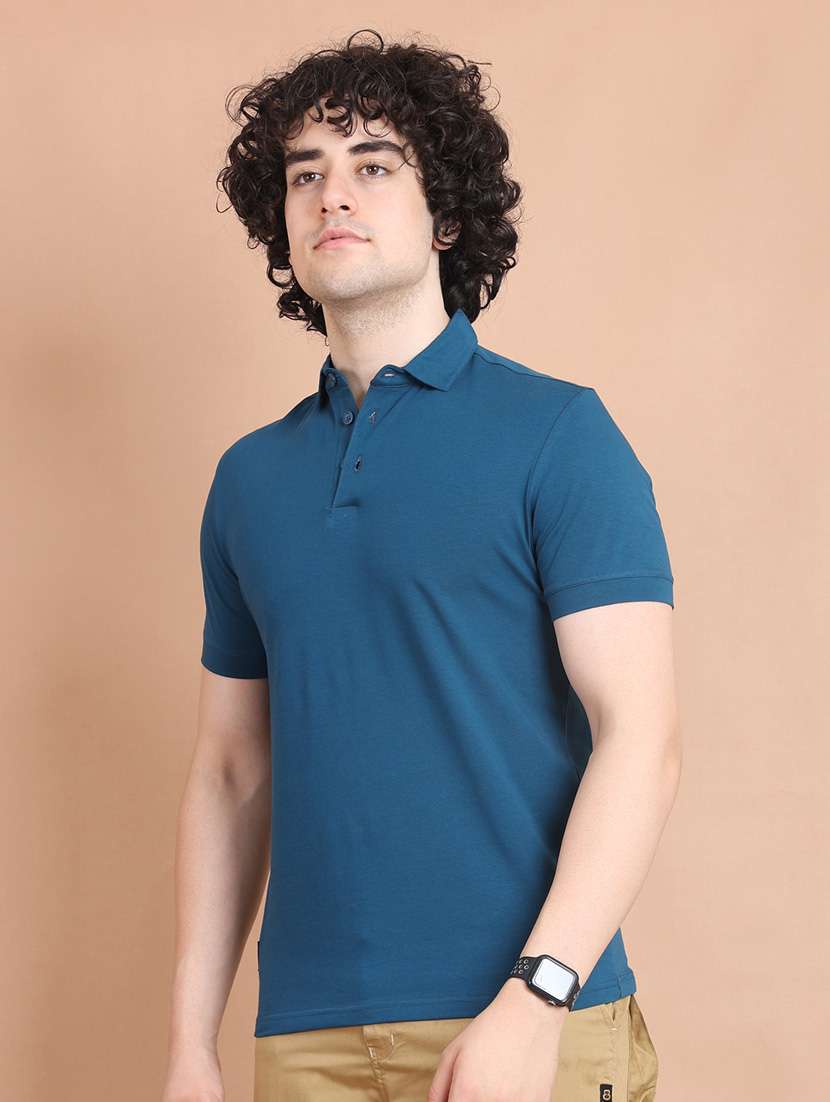 teal plain short sleeve t-shirt - 20601466 -  Standard Image - 2