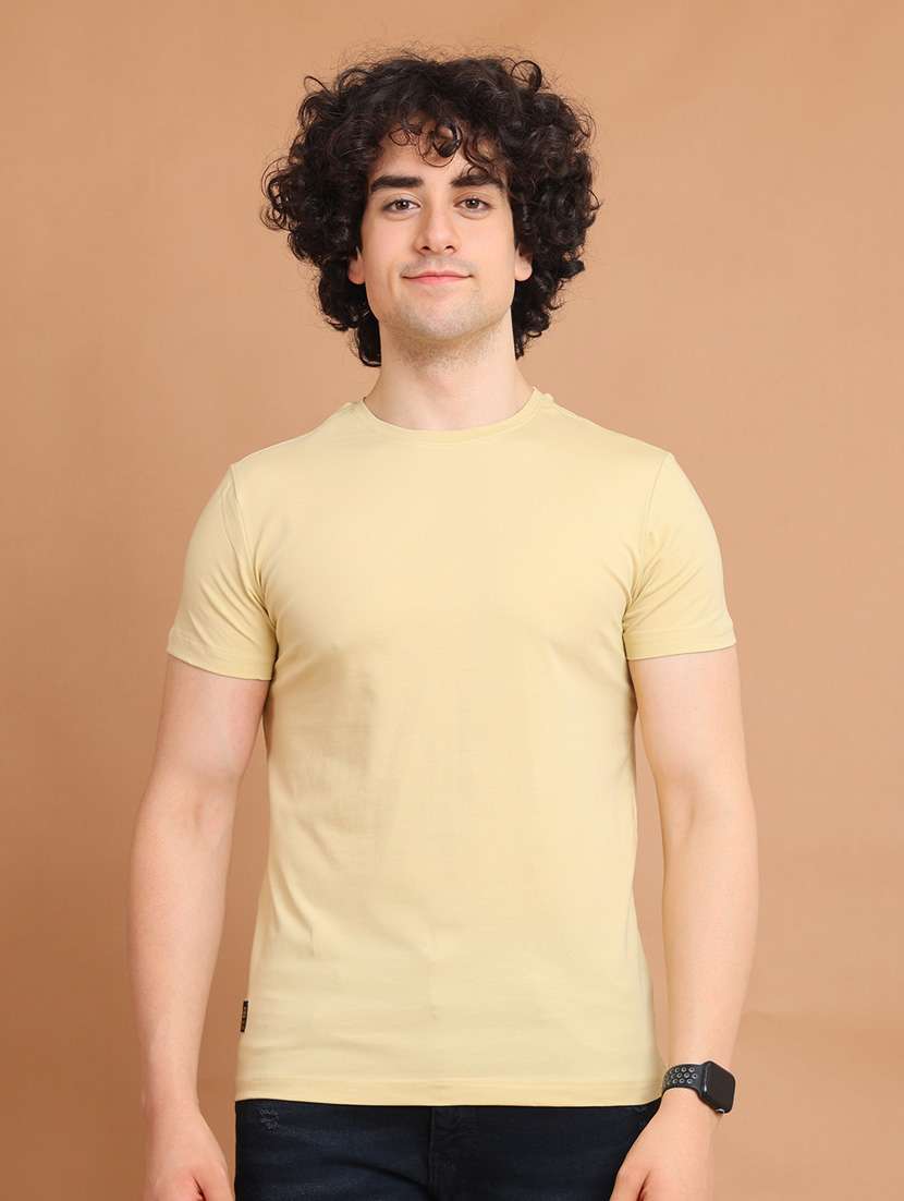 beige plain short sleeve t-shirt