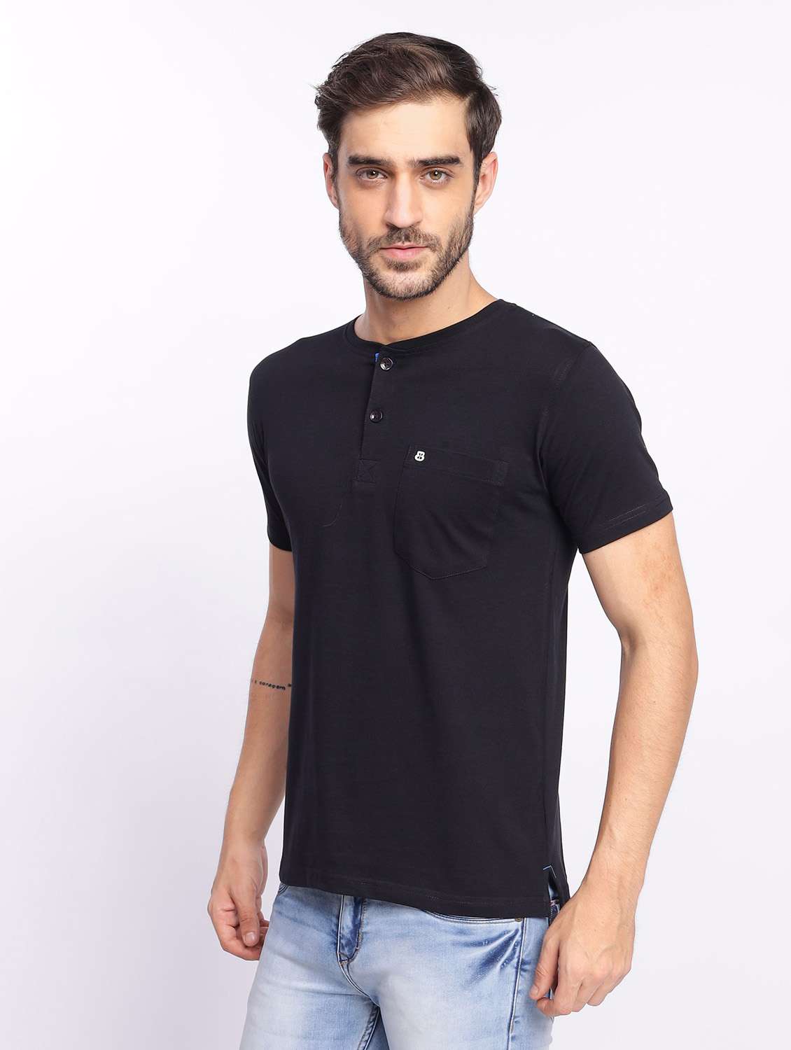 black plain short sleeve t-shirt - 20601478 - Standard Image - 2