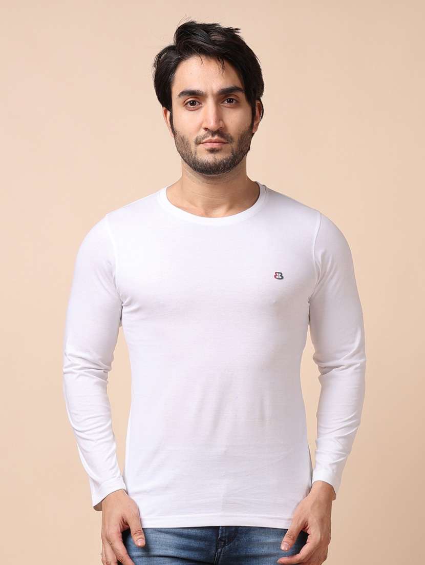white plain long sleeve t-shirt