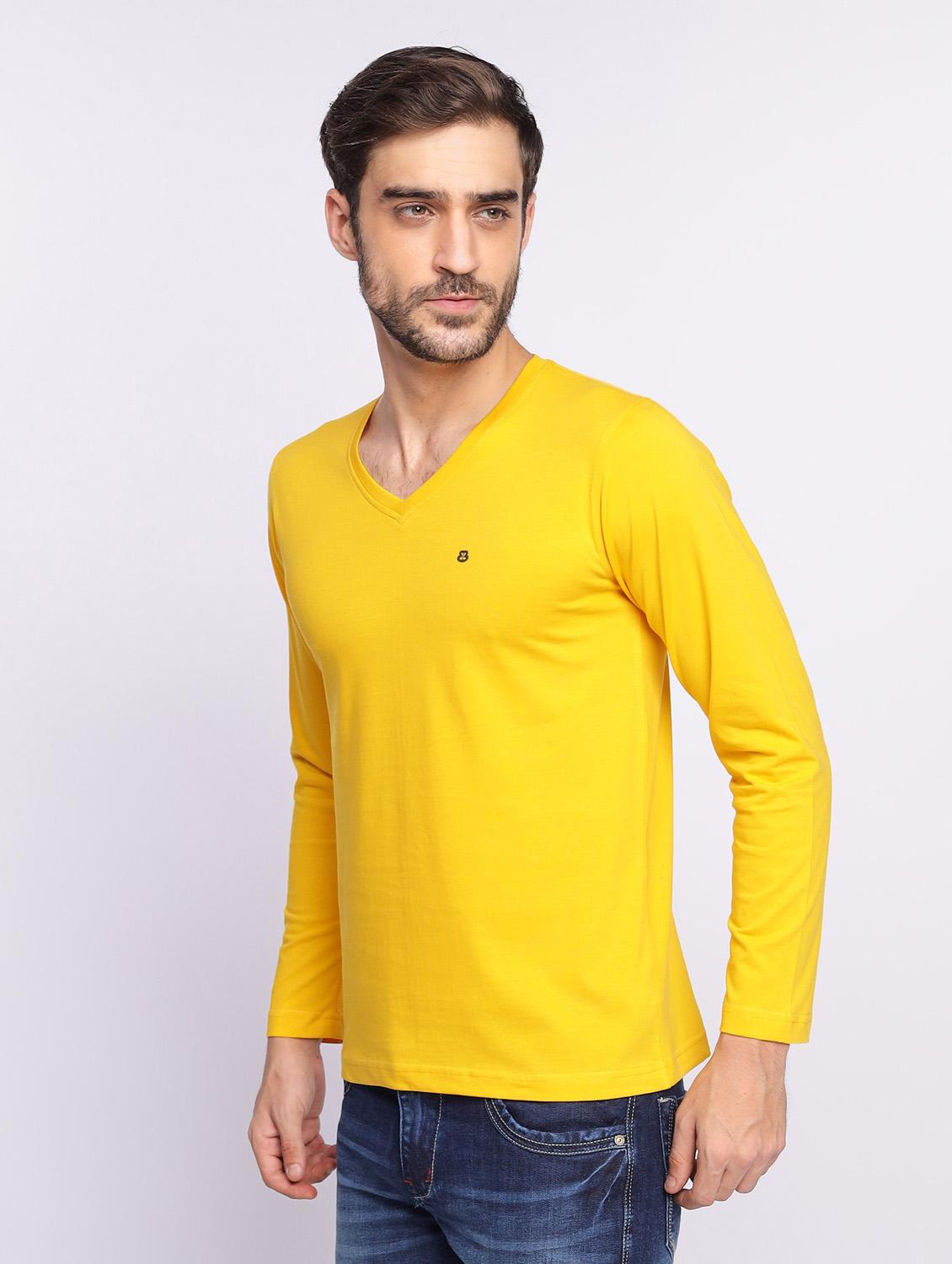 yellow plain long sleeve t-shirt - 20601482 - Standard Image - 2